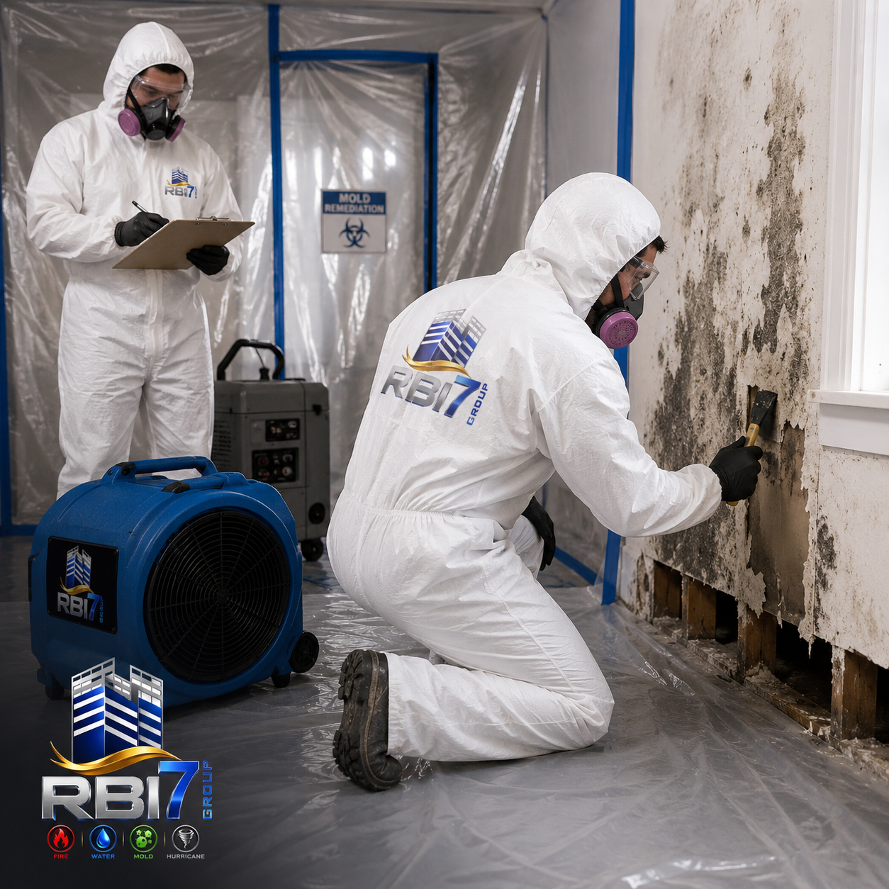 RBI 7 Group technicians performing mold remediation